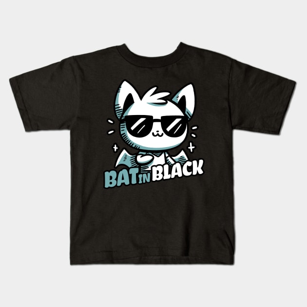 Bat in Black Night Life Kids T-Shirt by DoodleDashDesigns